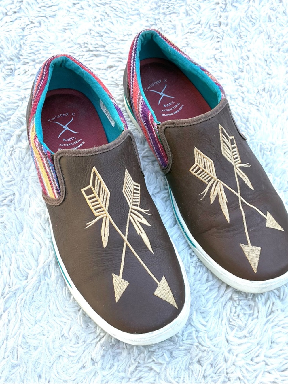 Twisted X Brown Leather Embroidered Be Brave Women’s Loafers Sz 10 - Picture 2 of 10